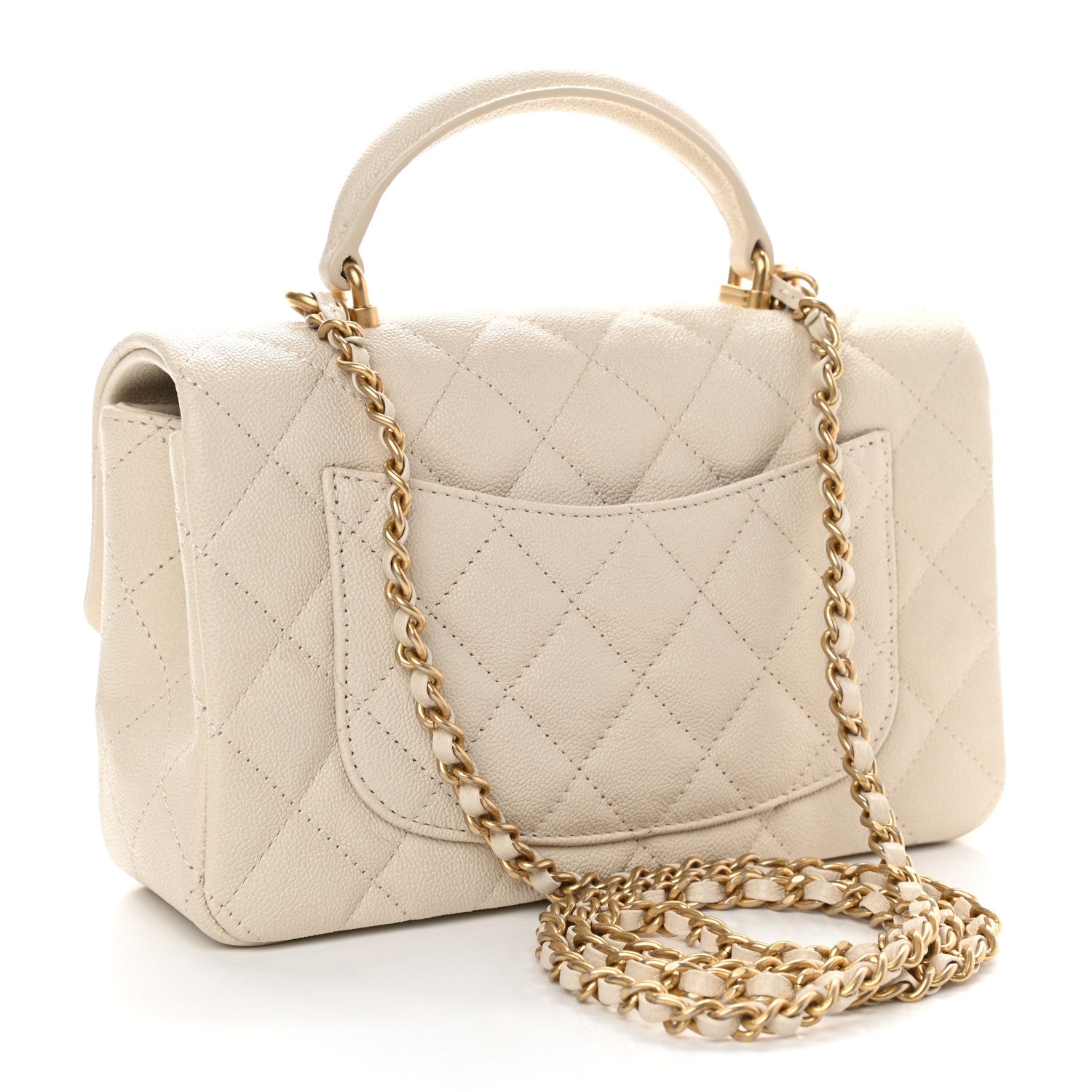 Chanel Caviar Quilted Mini Top Handle Rectangular Flap Beige 3 of 9