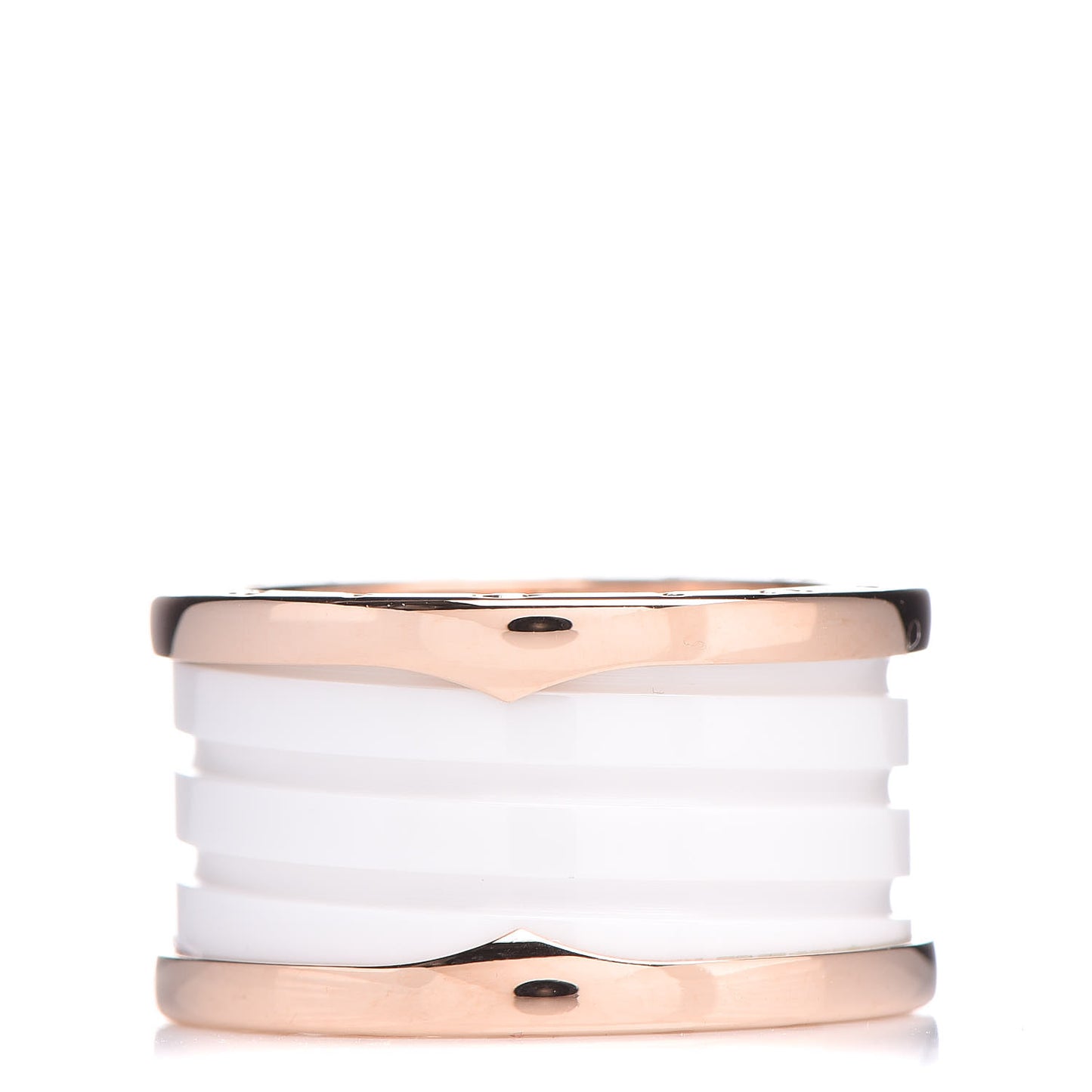 18K Rose Gold White Ceramic B.Zero1 Four-Band Ring 54 6.75