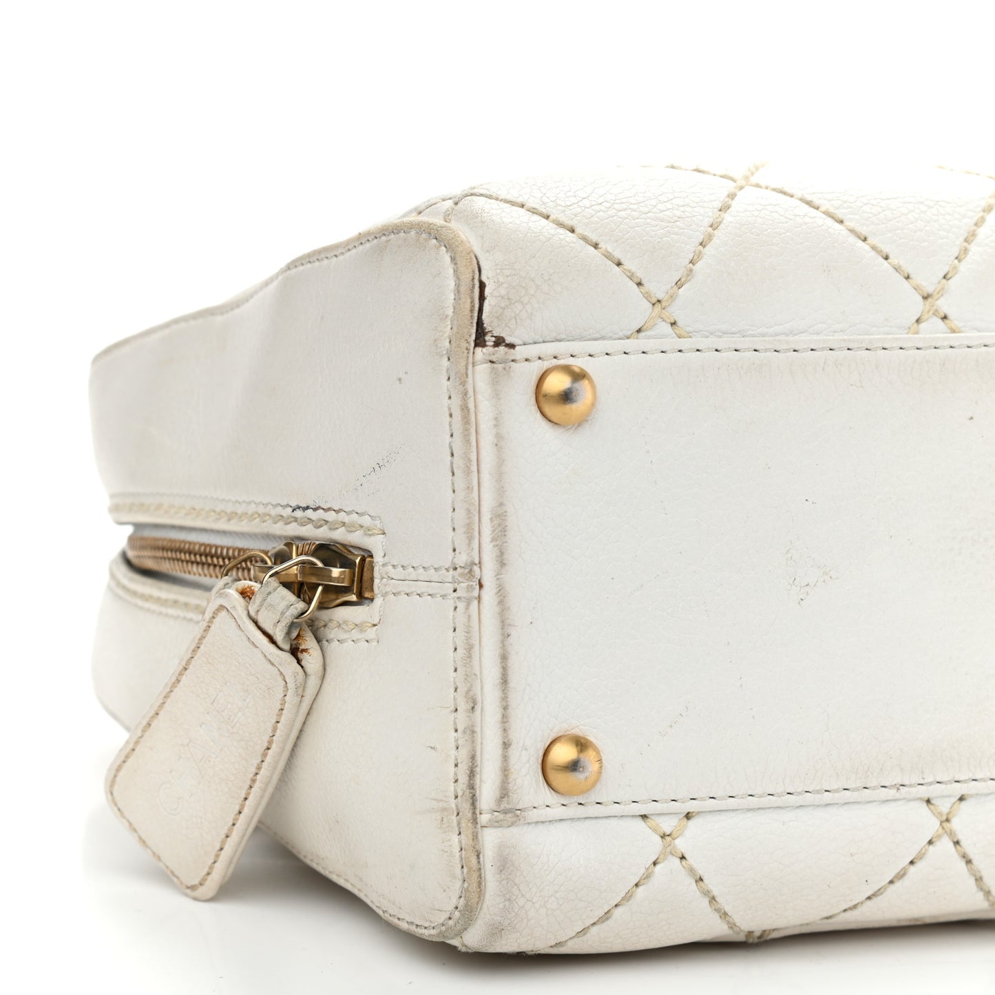 Calfskin Wild Stitch Top Handle Bag White