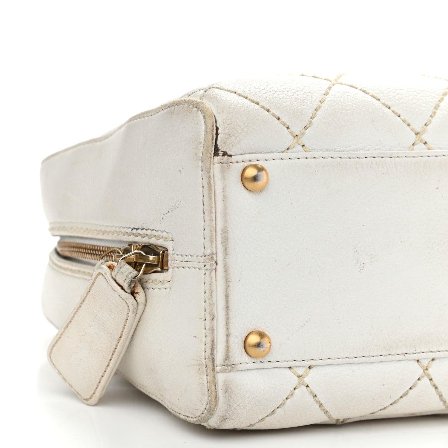 Chanel Calfskin Wild Stitch Top Handle Bag White 8 of 27