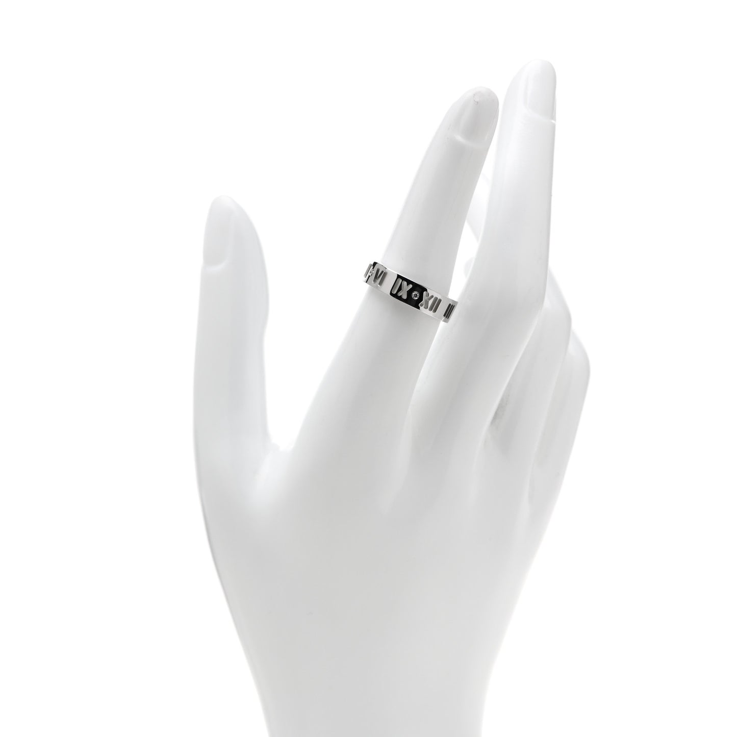 18K White Gold Diamond Wide Atlas Pierced Ring 54 6.75