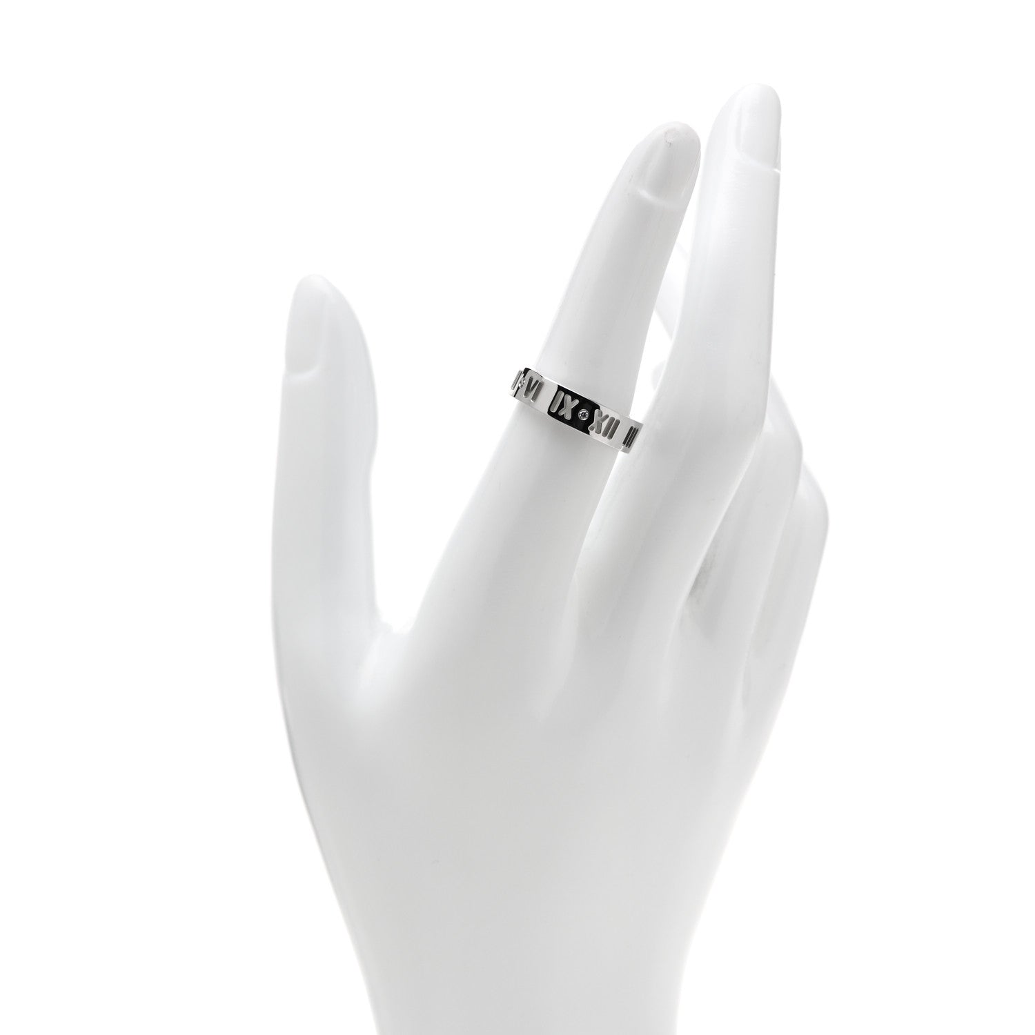 Tiffany 18K White Gold Diamond Wide Atlas Pierced Ring 54 6.75 2 of 5