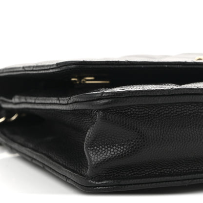 Chanel Caviar Quilted Textured CC Wallet On Chain WOC Black 10 of 12