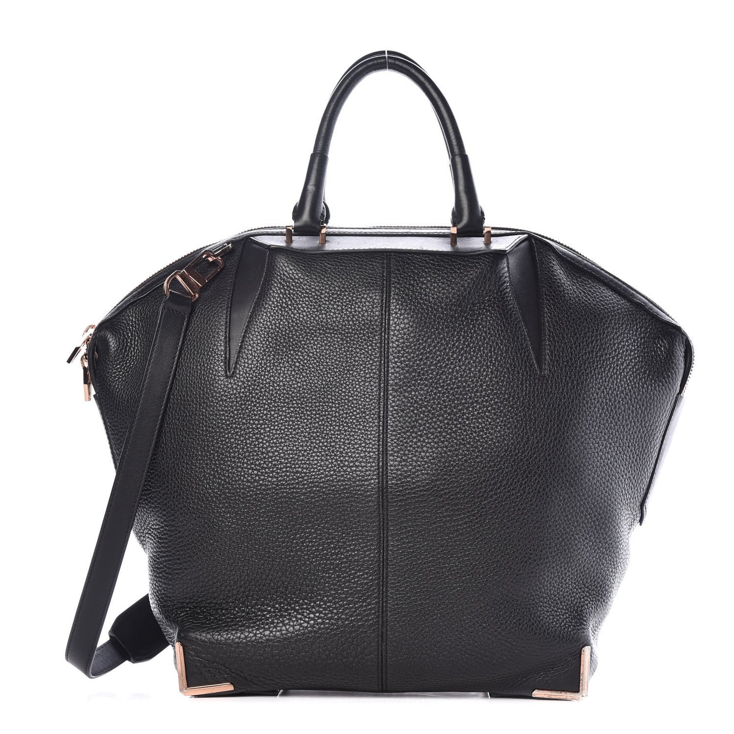 Pebbled Calfskin Large Emile Soft Black Rose Gold Hardware