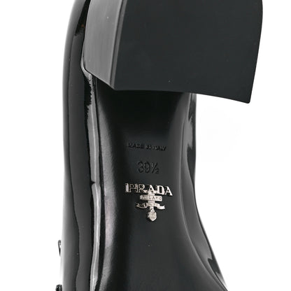 Prada Vernice Metal Triangle Logo 45mm Loafer Pumps 39.5 Black 6 of 7