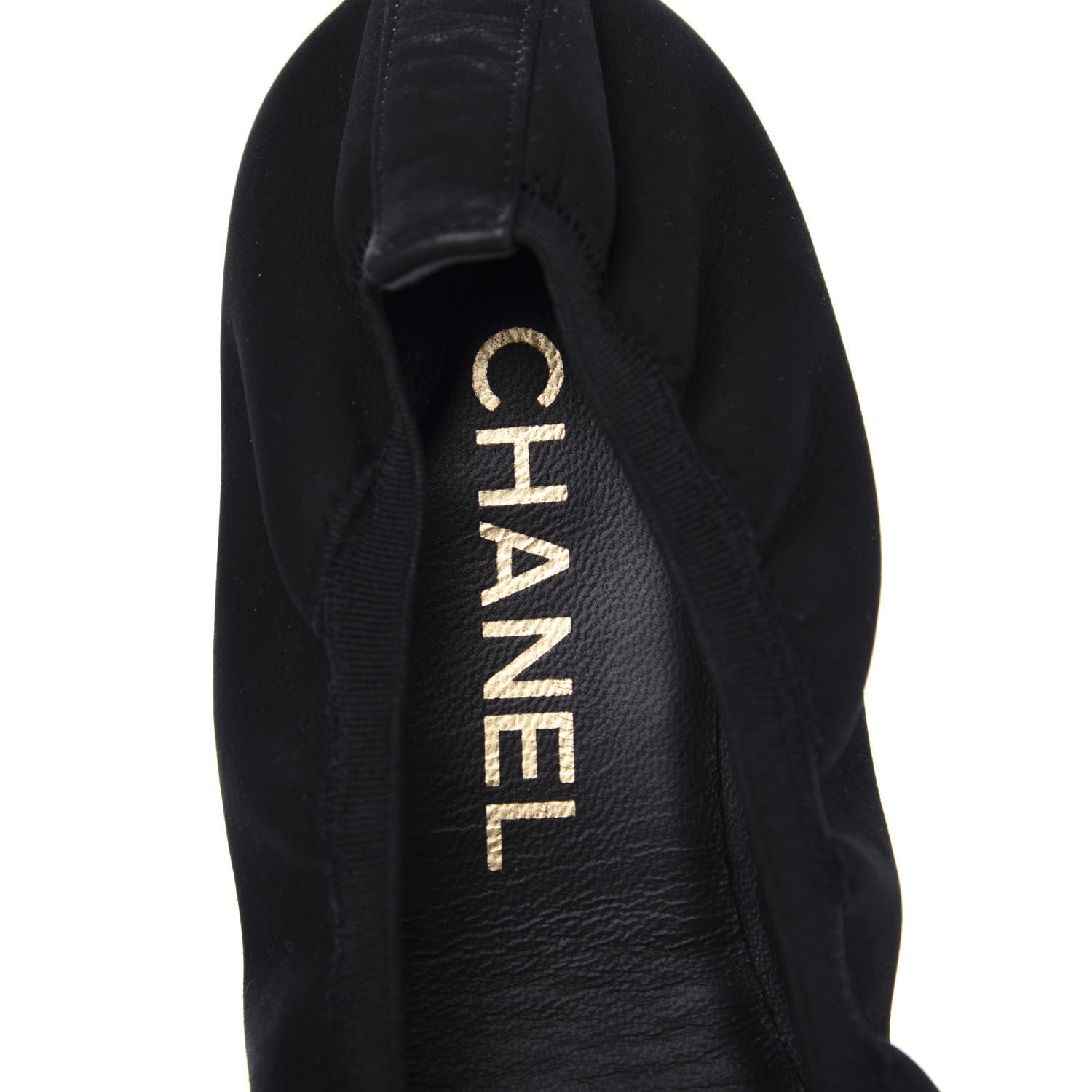 Chanel Fabric CC Elastic Cap Toe Ballerina Flats 38 Black Silver 6 of 8