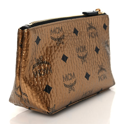 MCM Metallic Visetos Cosmetic Pouch Gold 3 of 9