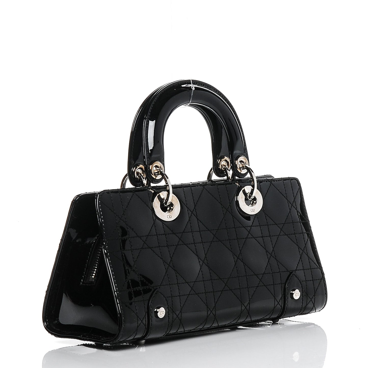 Patent Cannage Stitched Small East West Lady Dior Black
