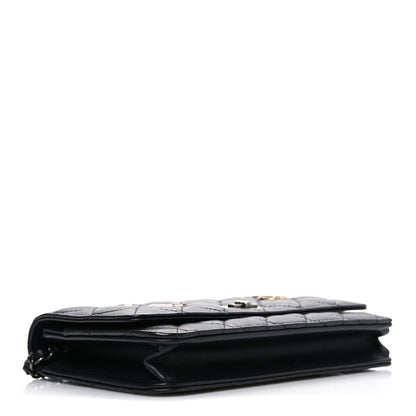 Chanel Aged Calfskin Quilted Lucky Charms 2.55 Reissue Wallet On Chain WOC Black 4 of 11