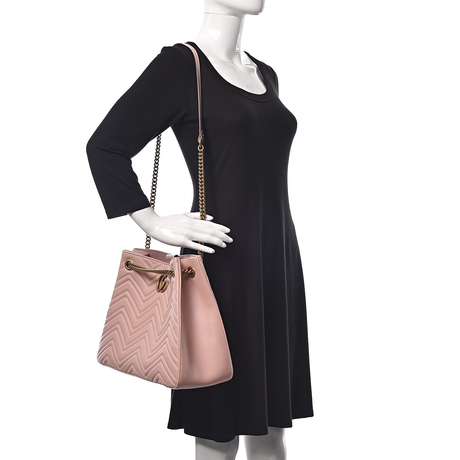 Gucci Calfskin Matelasse Medium GG Marmont Shoulder Tote Bag Perfect Pink 2 of 11