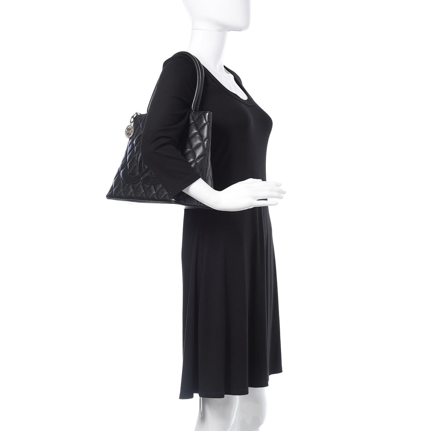 Caviar Quilted Medallion Tote Black