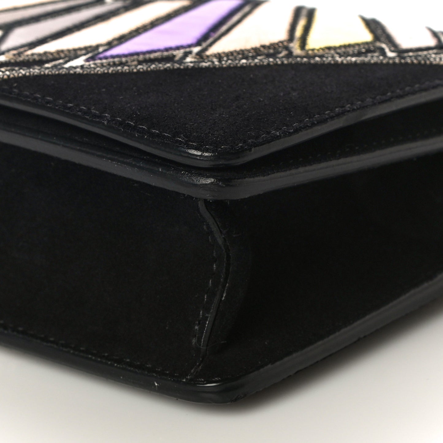 Suede Calfskin Egyptian Print Mini Pandora Chain Wallet Multicolor