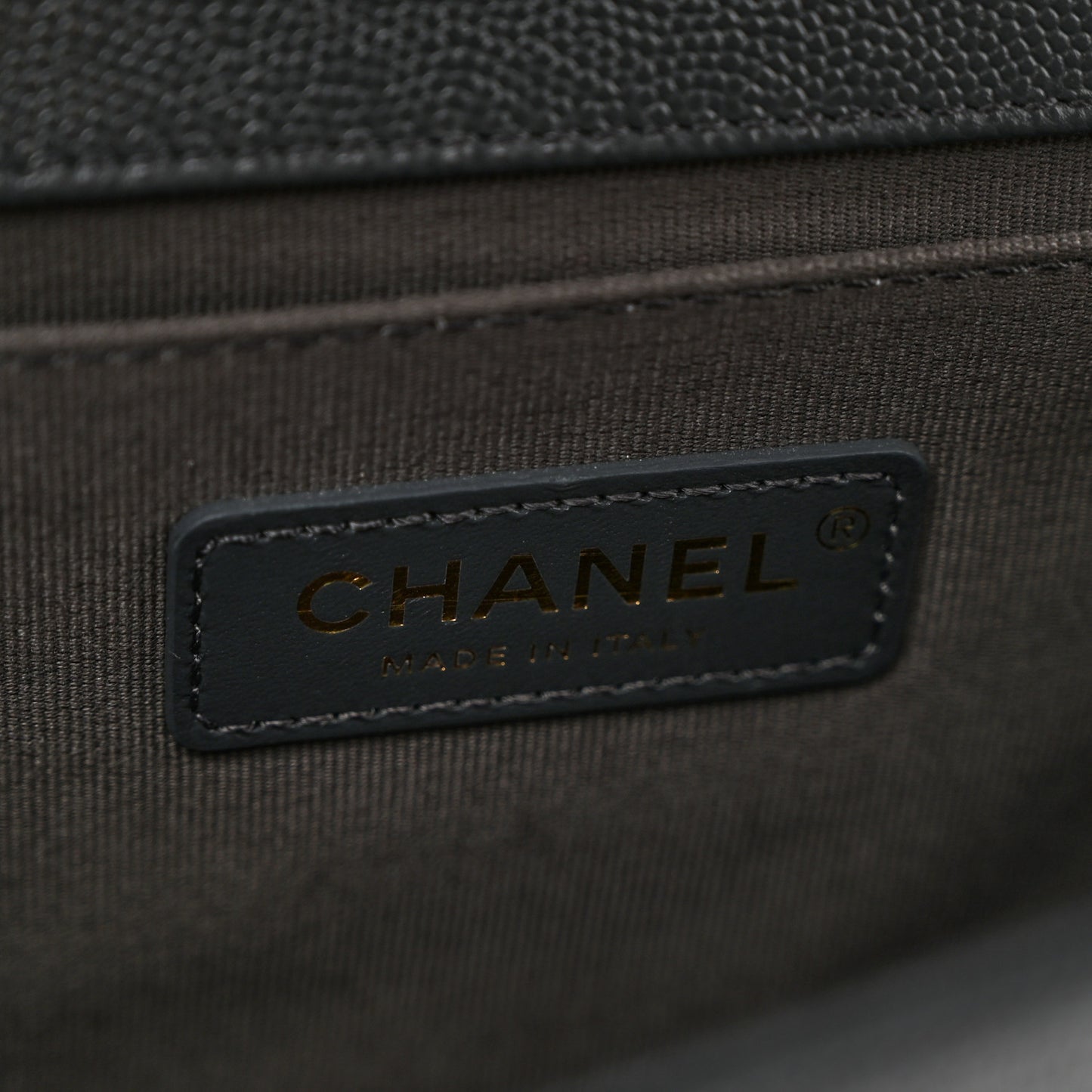 Caviar Chevron Quilted Medium Boy Flap Dark Grey