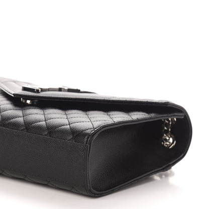Saint Laurent Grain De Poudre Textured Mixed Matelasse Triquilt Medium Monogram Satchel Black 8 of 9