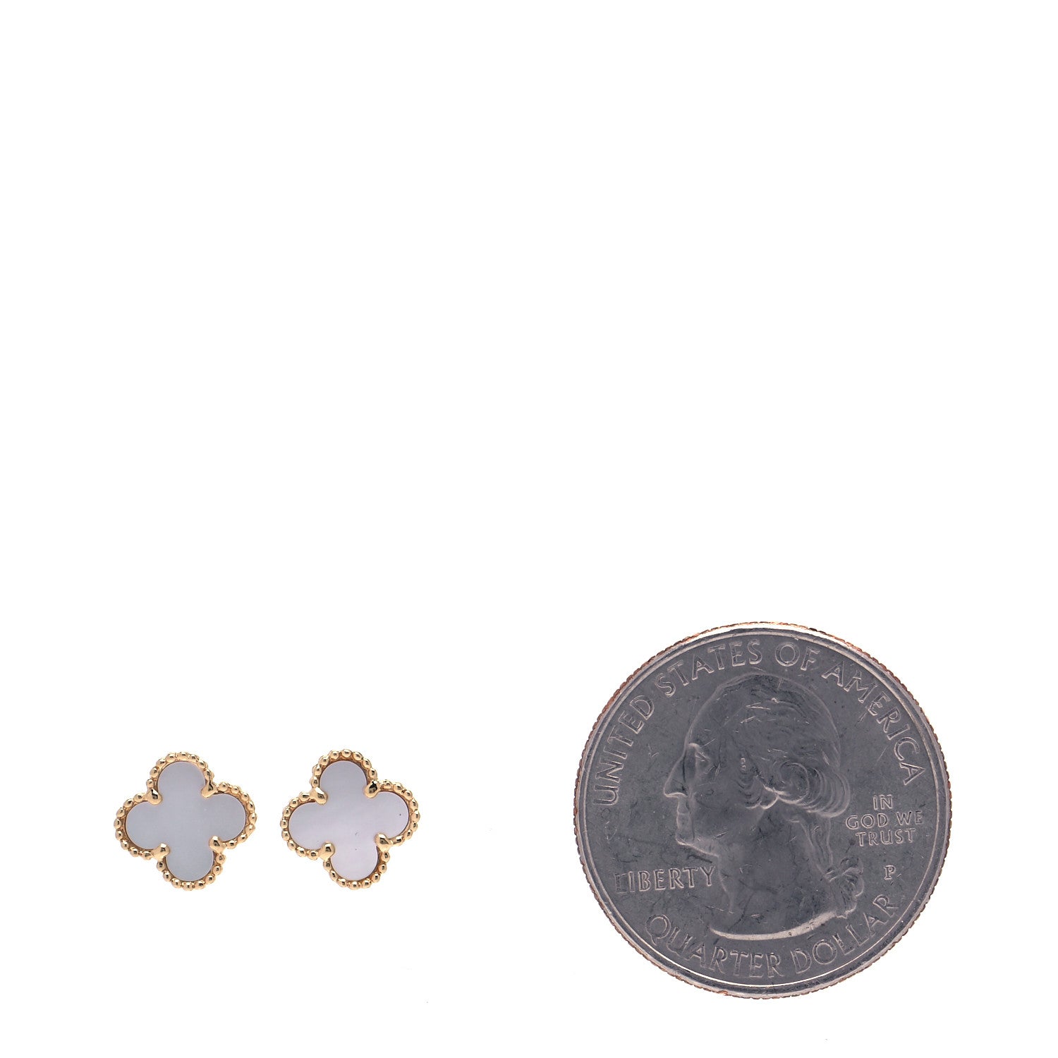 Van Cleef & Arpels 18K Yellow Gold Mother of Pearl Sweet Alhambra Earrings 2 of 5