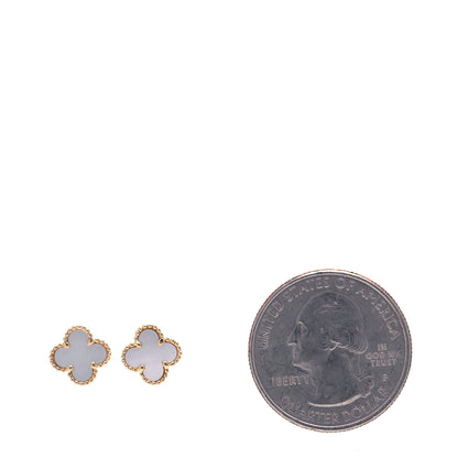 Van Cleef & Arpels 18K Yellow Gold Mother of Pearl Sweet Alhambra Earrings 2 of 5