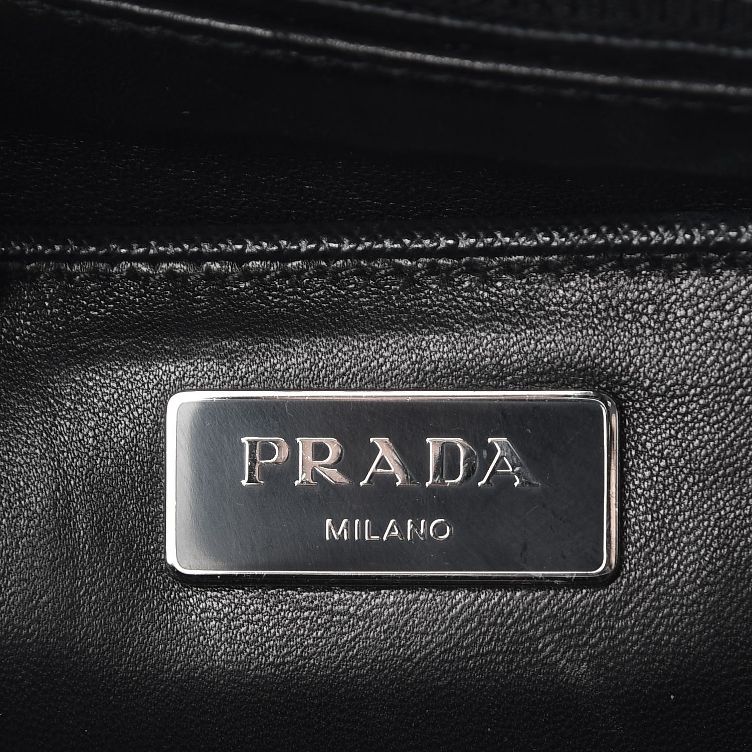 Prada Saffiano Studded Pyramid Bag Black White 7 of 9