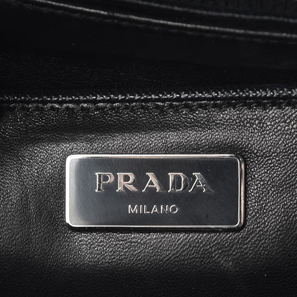 Prada Saffiano Studded Pyramid Bag Black White 7 of 9
