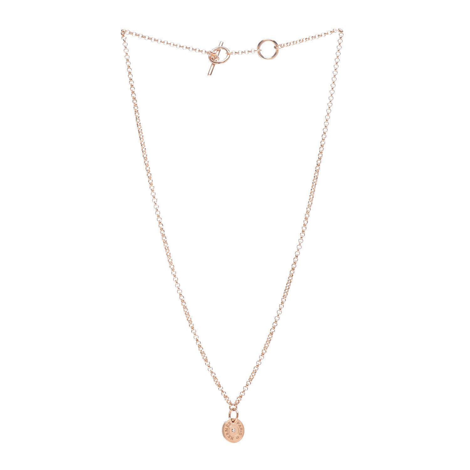 Hermes 18K Rose Gold Diamond Gambade Clou de Selle Necklace 3 of 6