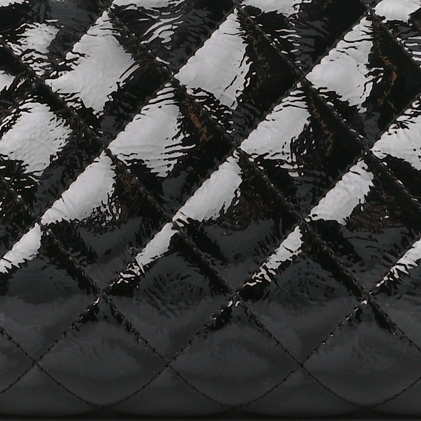 Distressed Patent Quilted Timeless Clutch Black