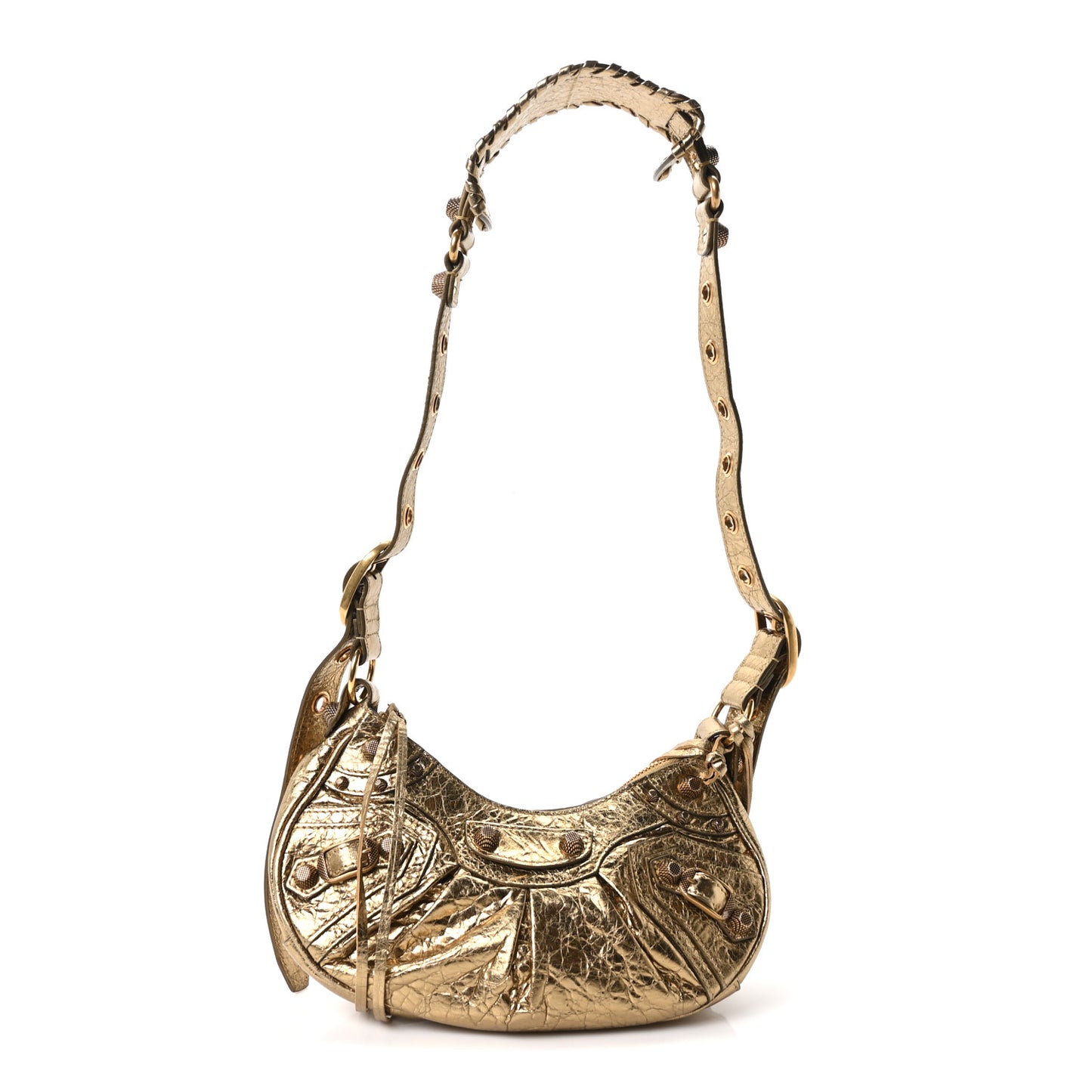 Metallic Agneau Arena Le Cagole Shoulder Bag XS Gold