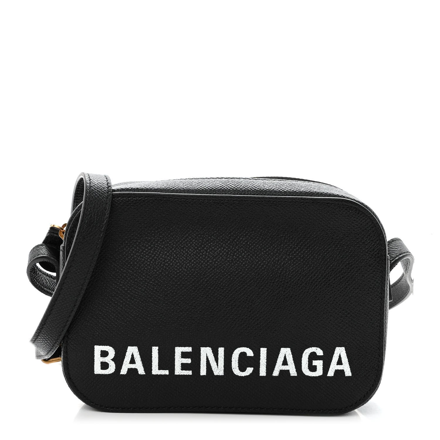 Balenciaga Signature Grained Calfskin Logo XS Ville Camera Bag Black White 1 of 9