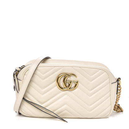 Gucci Calfskin Matelasse Small GG Marmont Chain Shoulder Bag White 1 of 10