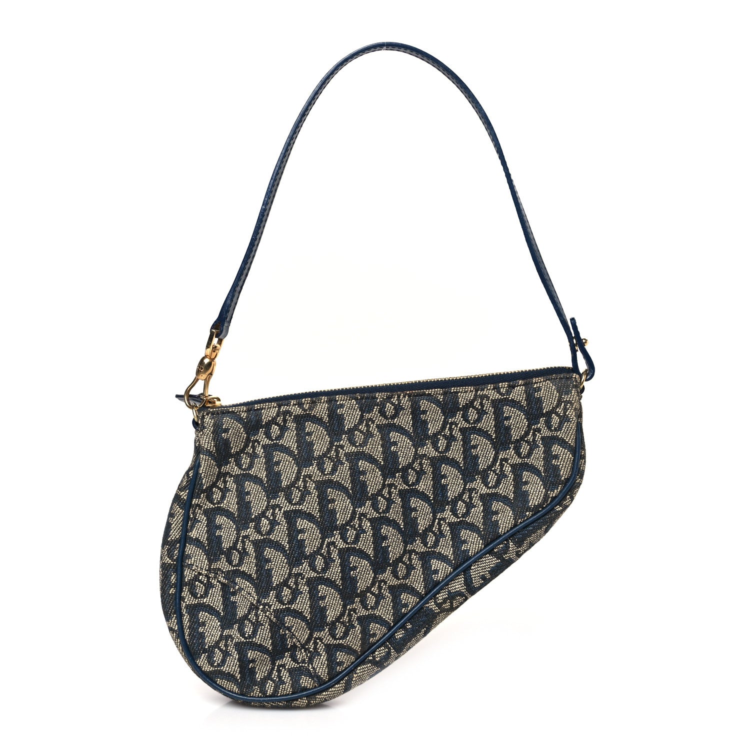 Christian Dior Monogram Mini Saddle Pochette Navy 1 of 9