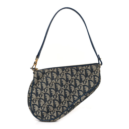 Christian Dior Monogram Mini Saddle Pochette Navy 1 of 9