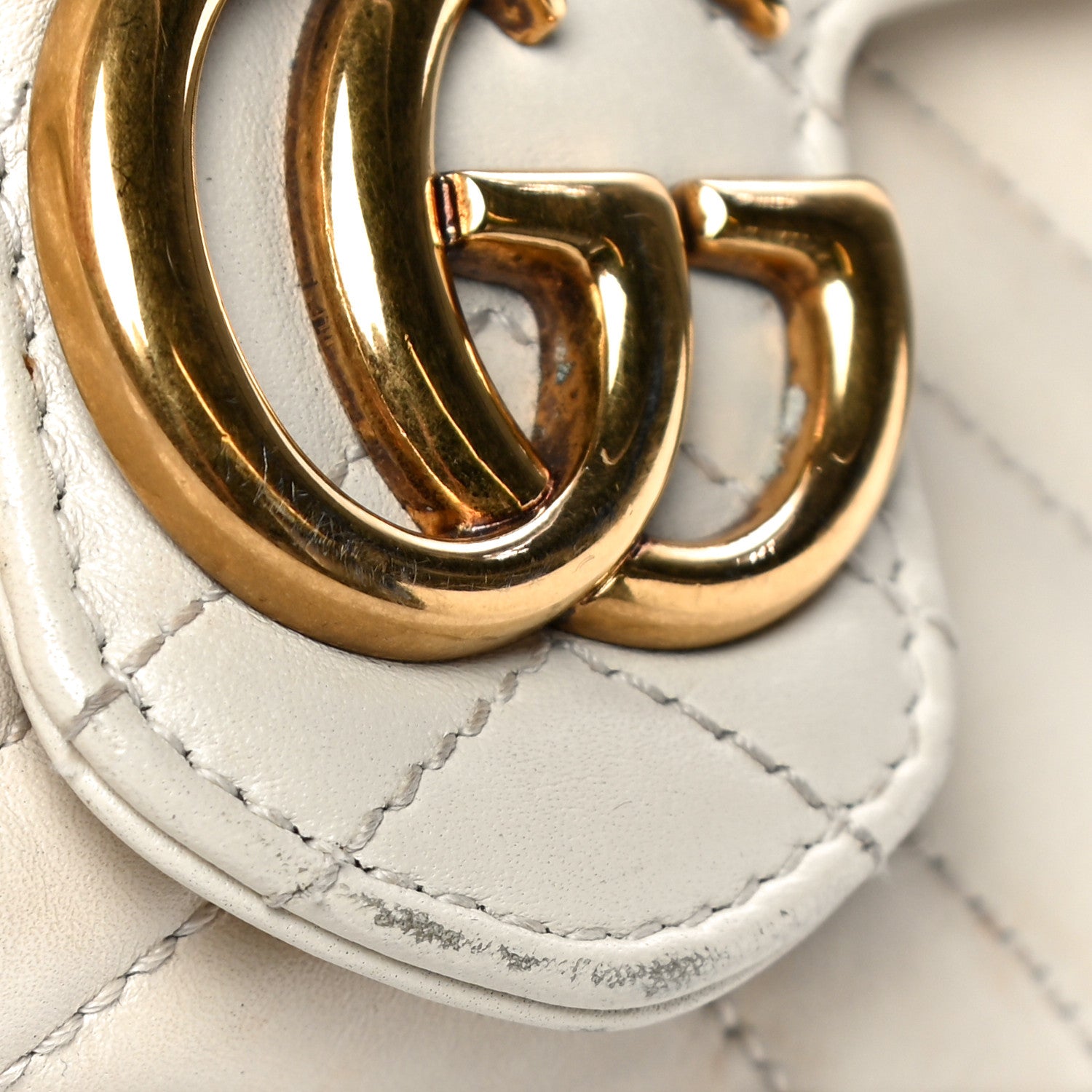 Gucci Calfskin Matelasse Super Mini GG Marmont Shoulder Bag White 11 of 15