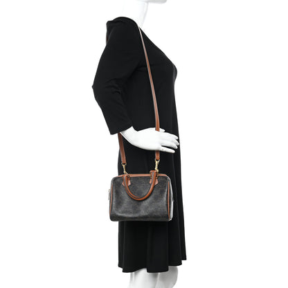 Celine Triomphe Canvas Calfskin Small Boston Bag Tan 2 of 9