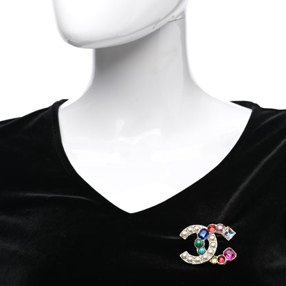Chanel Pearl CC Crystal Brooch Gold Multicolor 2 of 5