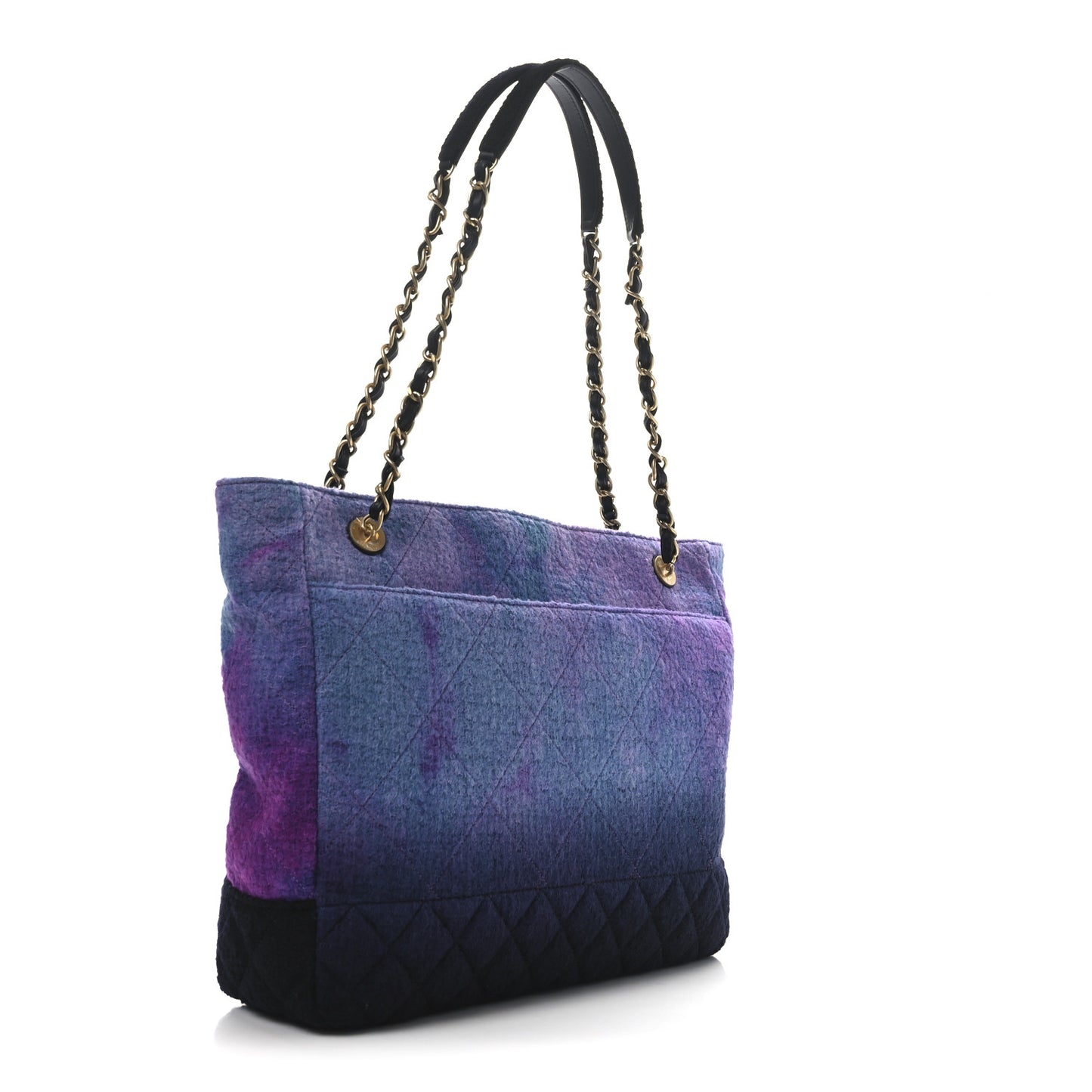 Wool Tweed CC Tote Purple Black Blue