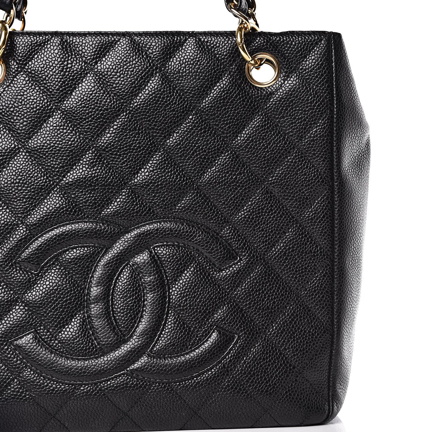 Caviar Quilted Petit Shopping Tote PST Black