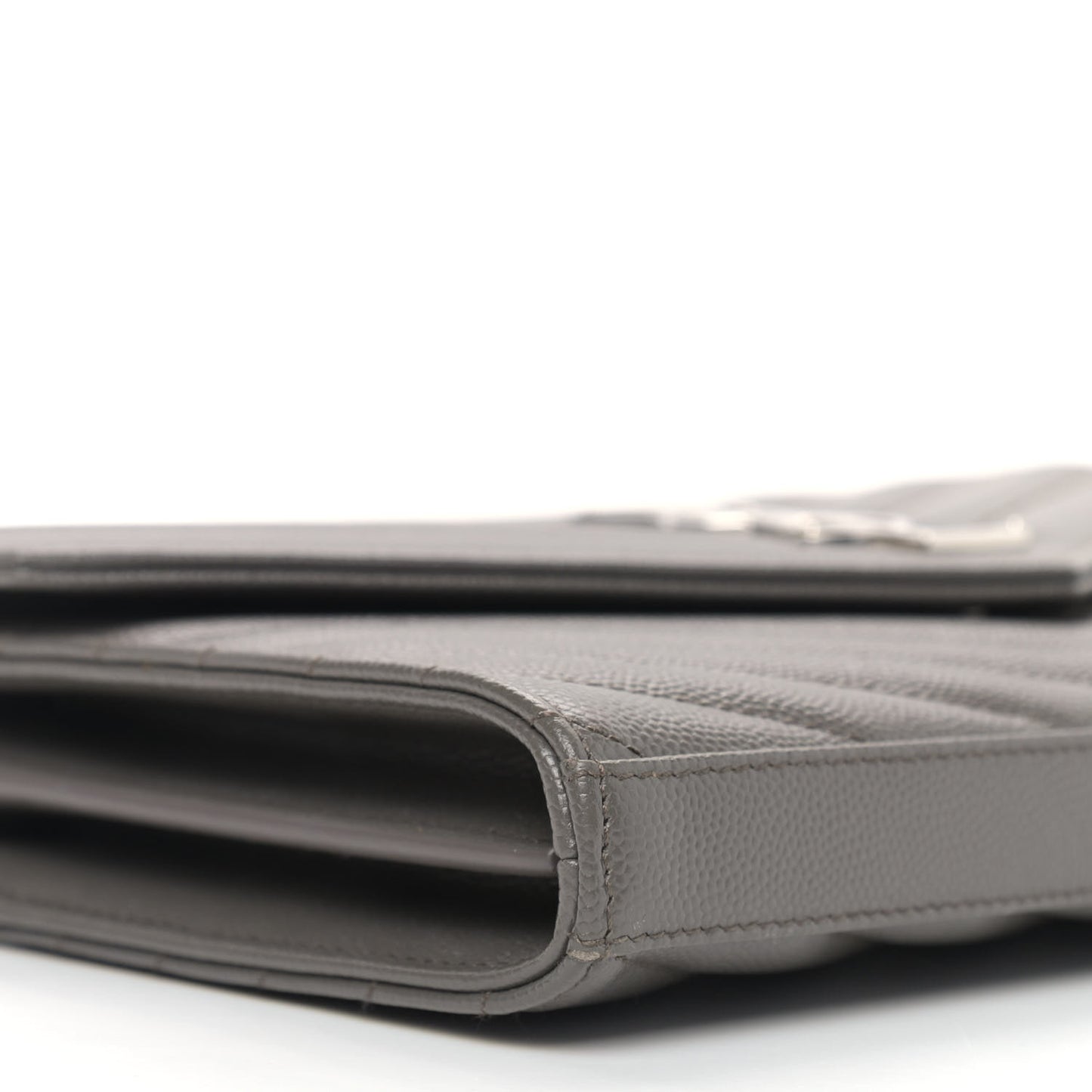 Grain De Poudre Matelasse Chevron Monogram Chain Wallet Grey