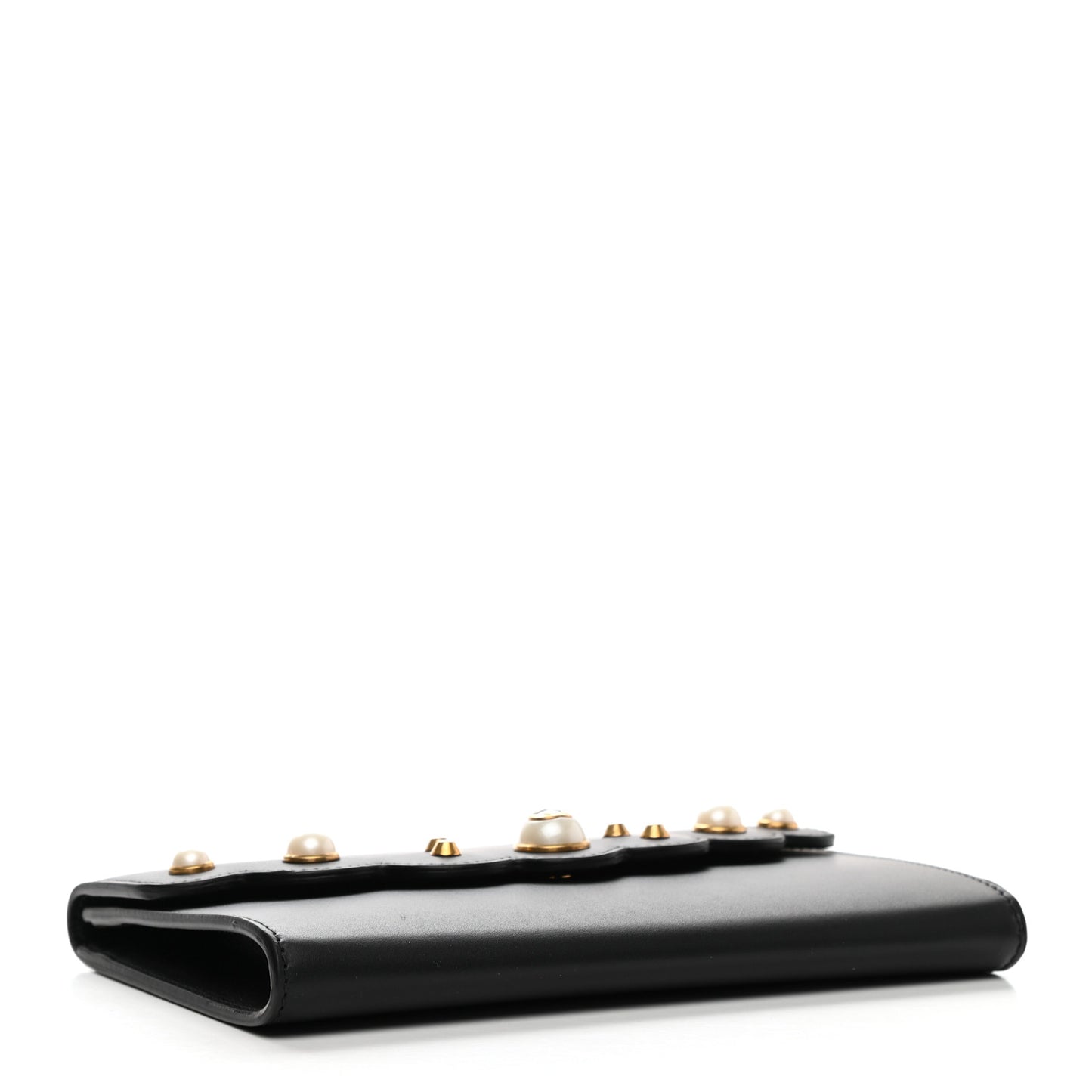 Calfskin Mini Peony Pearly Clutch Black