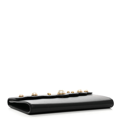 Gucci Calfskin Mini Peony Pearly Clutch Black 4 of 10