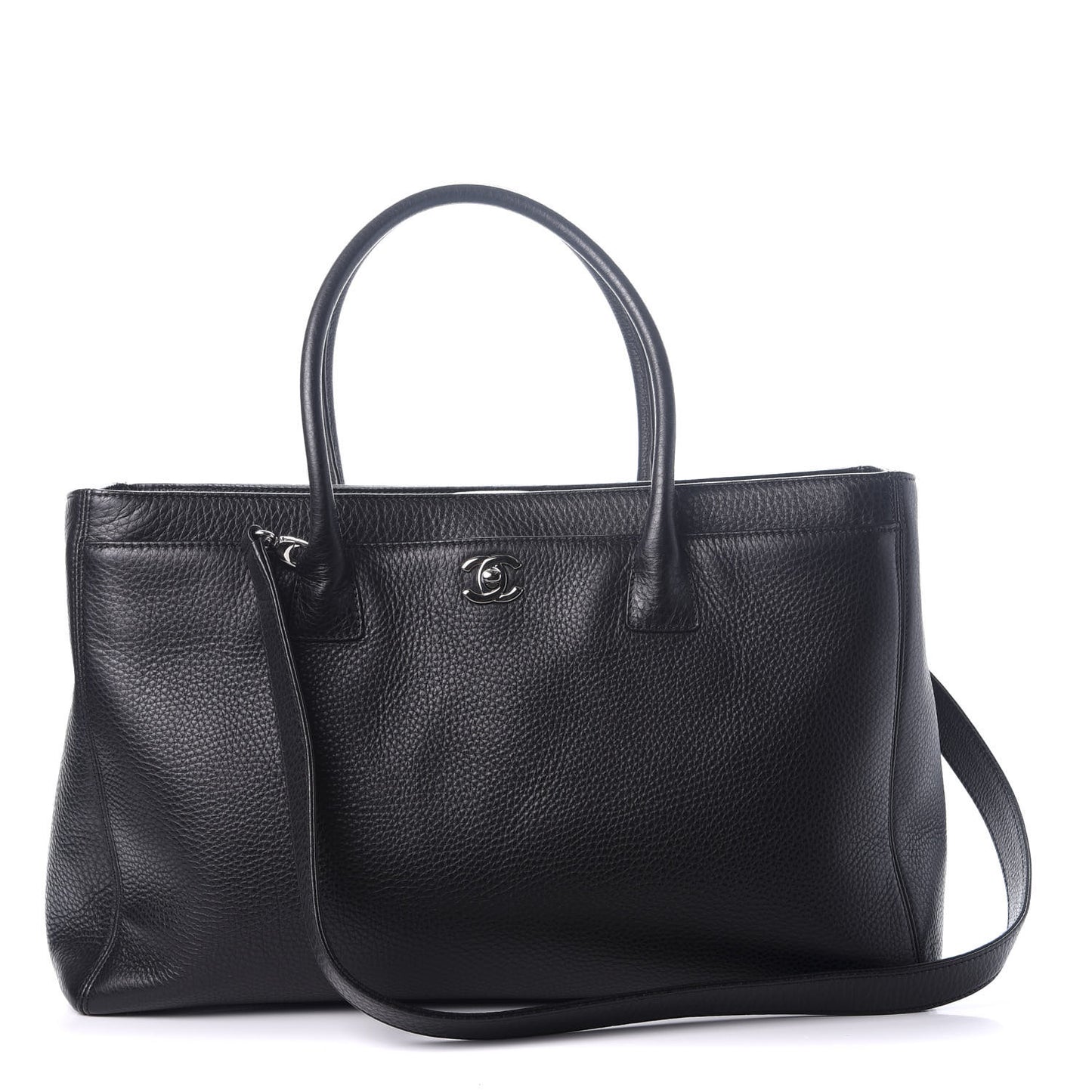 Calfskin XL Cerf Executive Shopper Tote Black