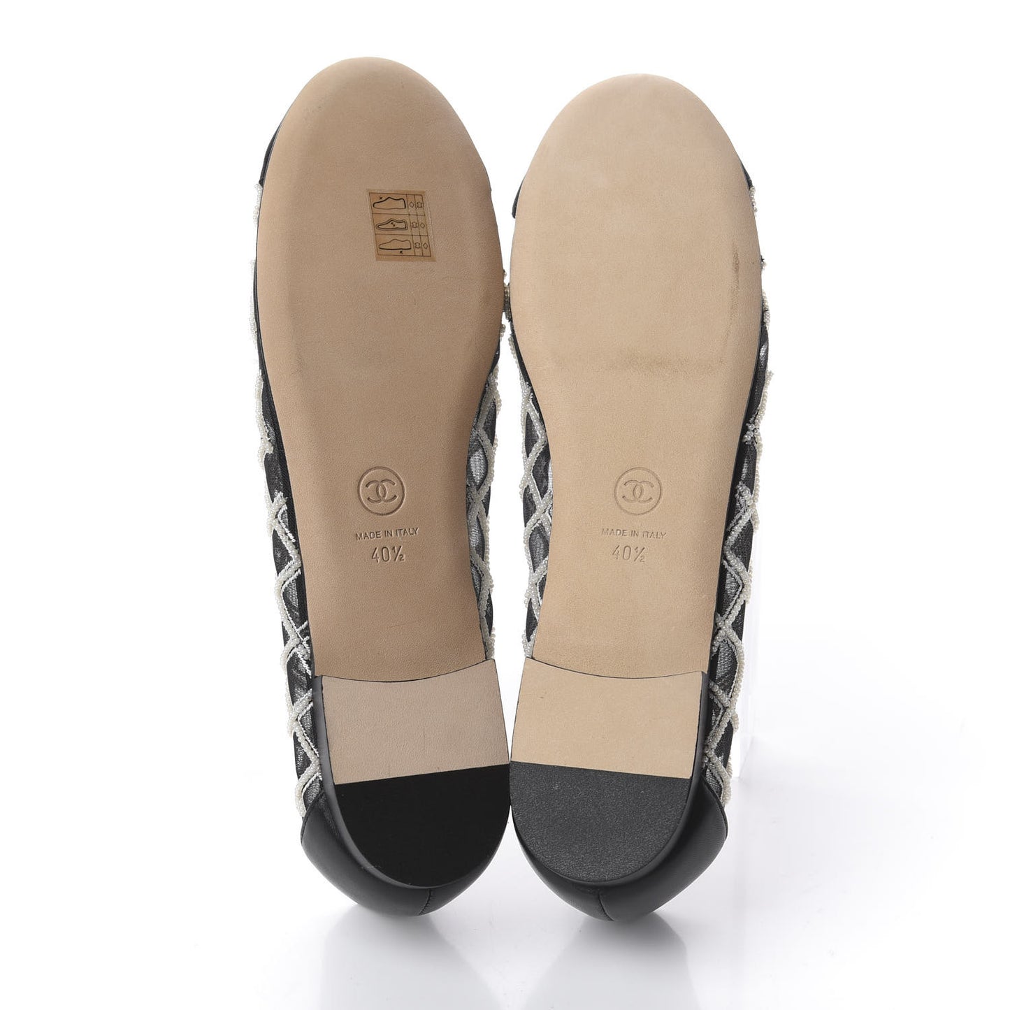 Mesh Pearl Grosgrain Cap Toe CC Loafers 40.5 Black Ivory