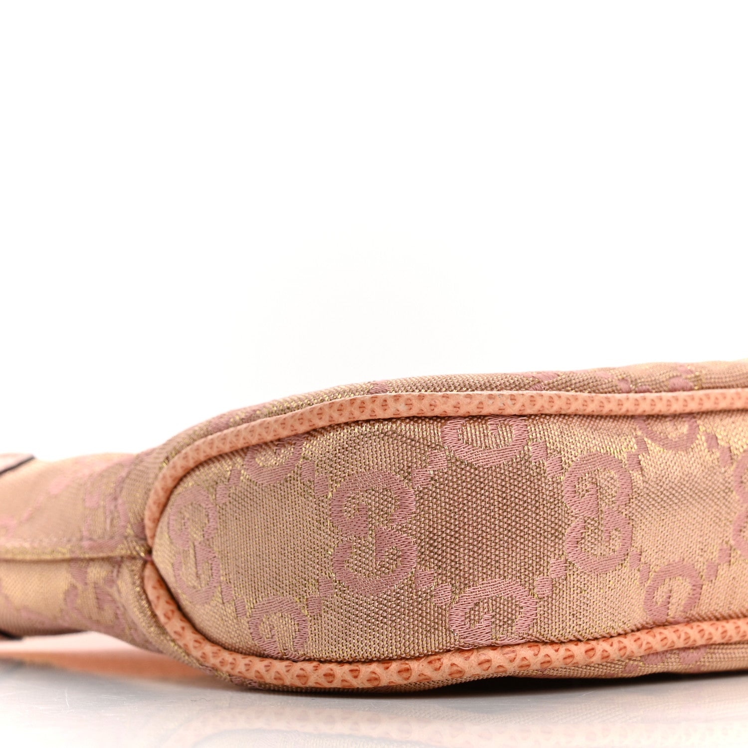 Gucci Metallic Monogram Lizard Jackie O Hobo Pink 9 of 12