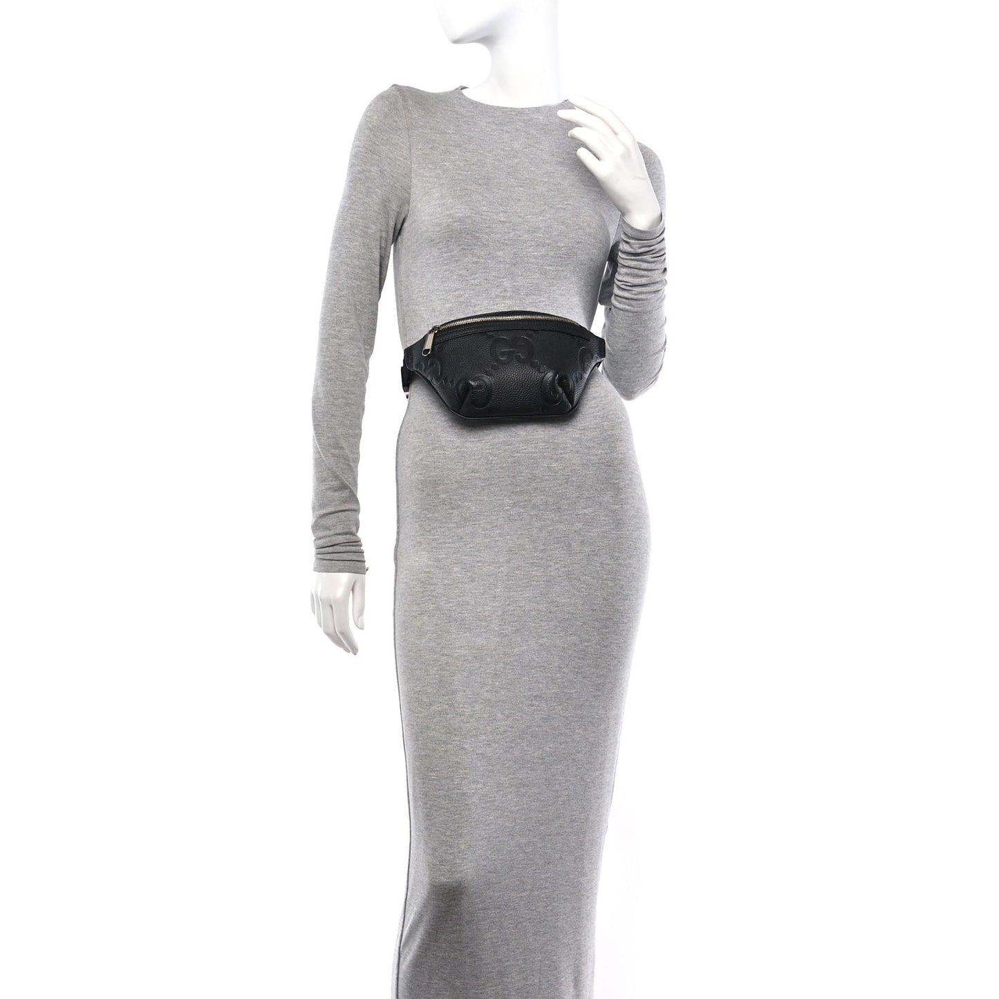 Piuma Calfskin Jumbo GG Embossed Small Belt Bag Black