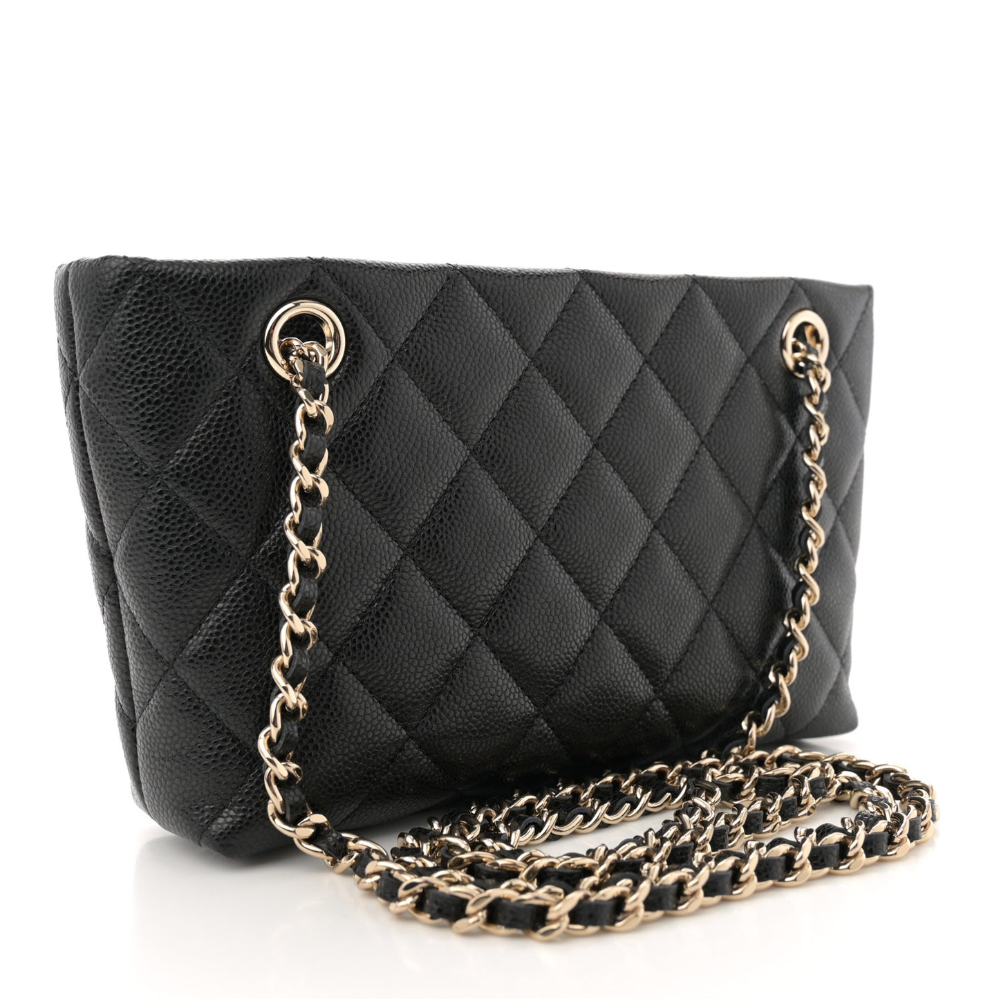 Caviar Quilted Classic Clutch Tote With Chain Black