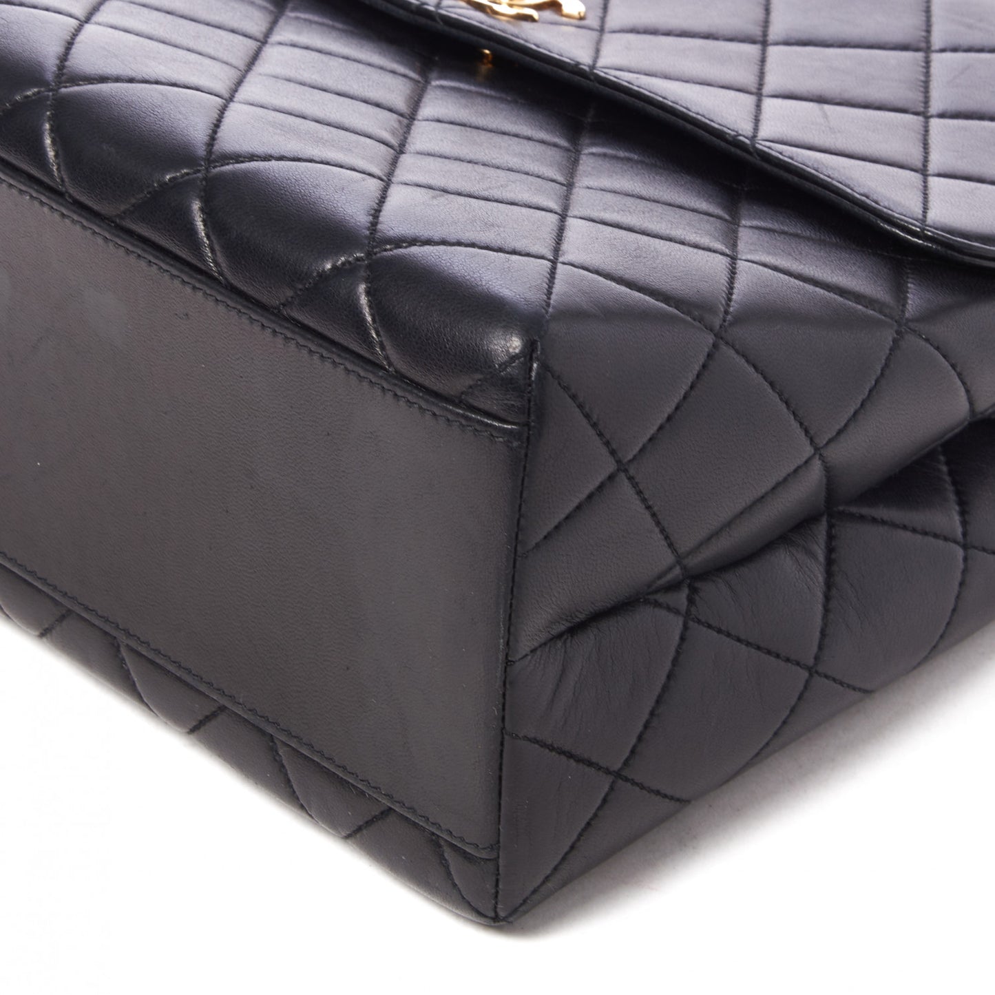 Lambskin Quilted Jumbo Kelly Flap Bag Black