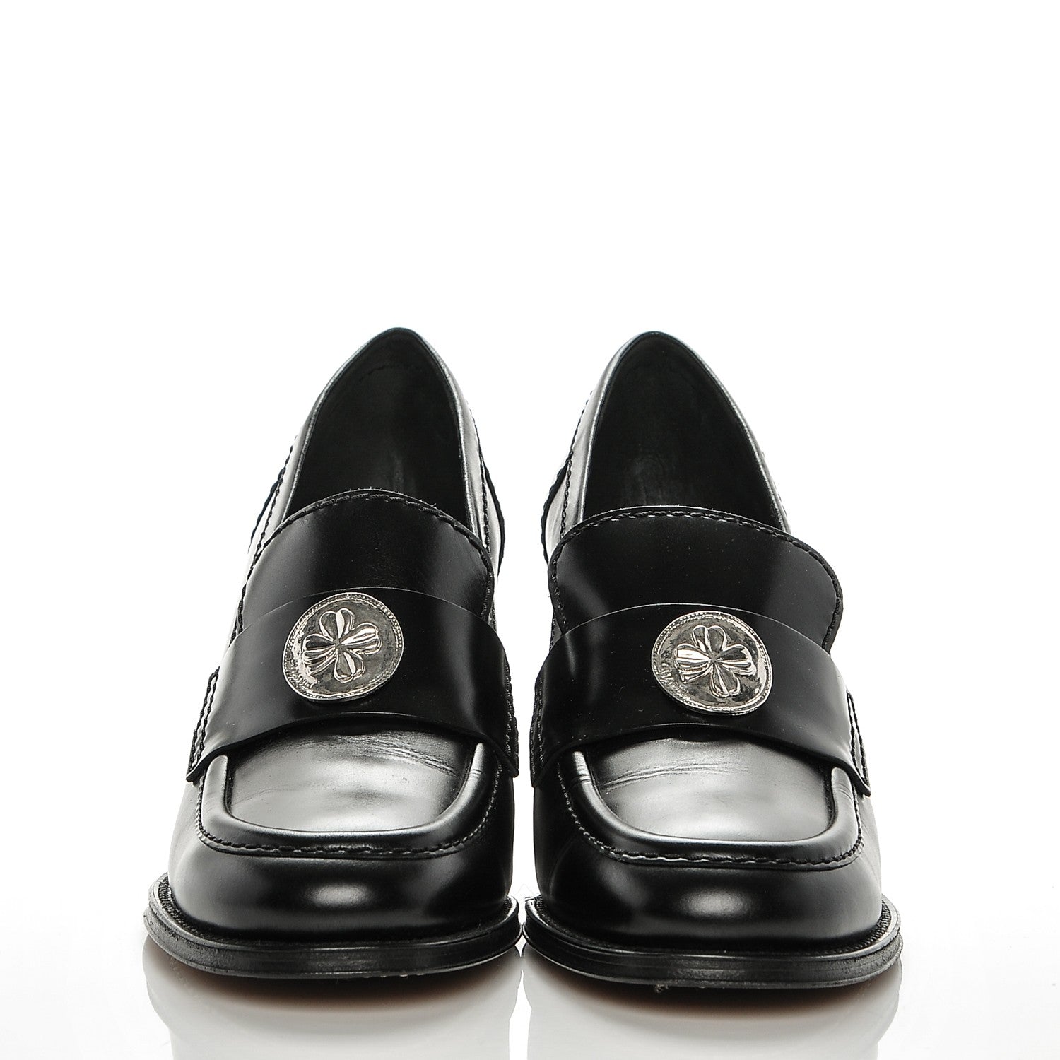 Chanel Calfskin Clover Loafer Pumps 42 Black 2 of 8