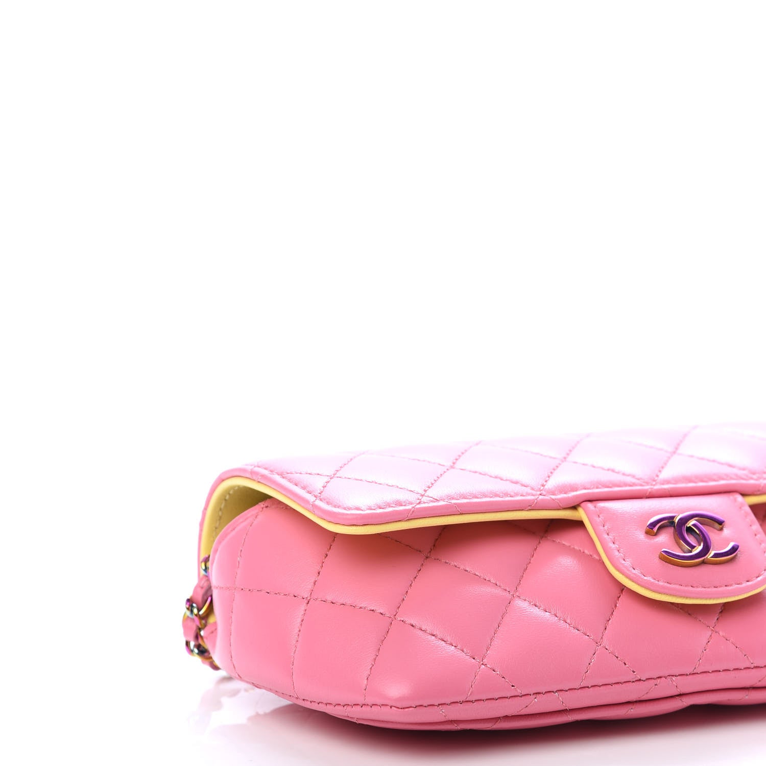 Chanel Lambskin Quilted Glasses Case With Chain Pink Yellow 6 of 11