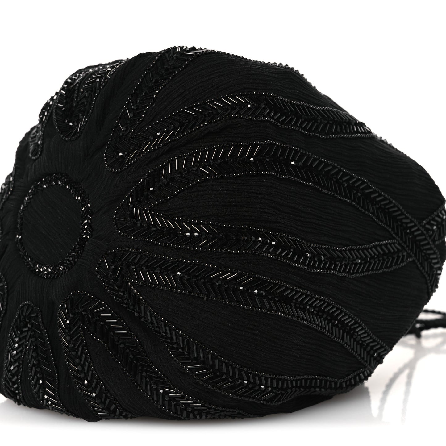 Chiffron Beaded Pochon Souple Bag Black