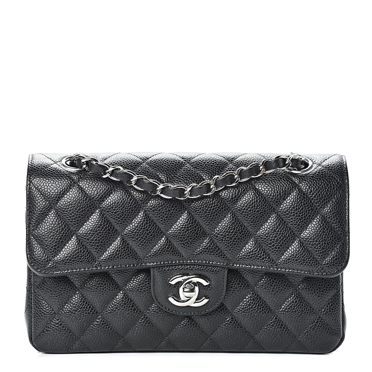 Caviar Quilted Small Double Flap Black