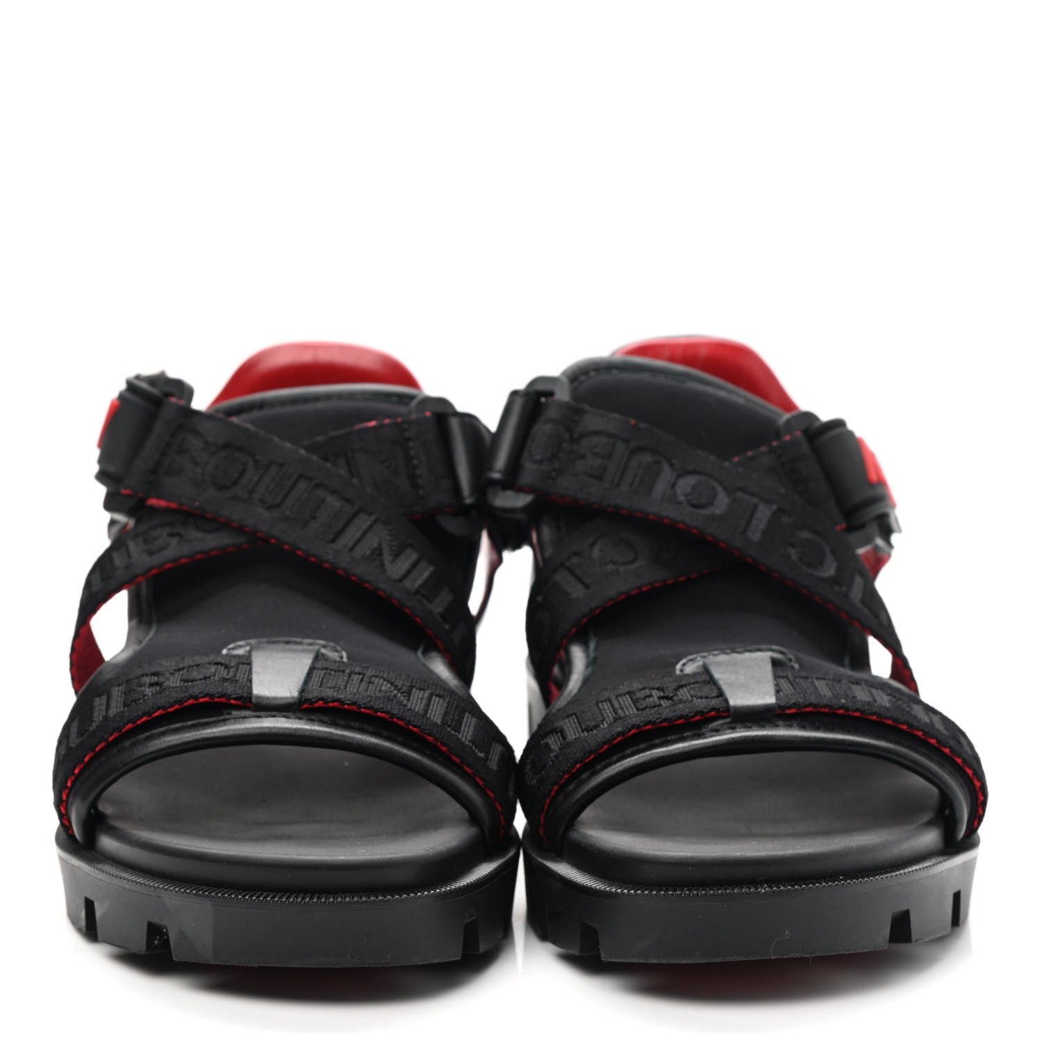 Christian Louboutin Calfskin Velcrissimo Flat Sandals 36 Black 2 of 7