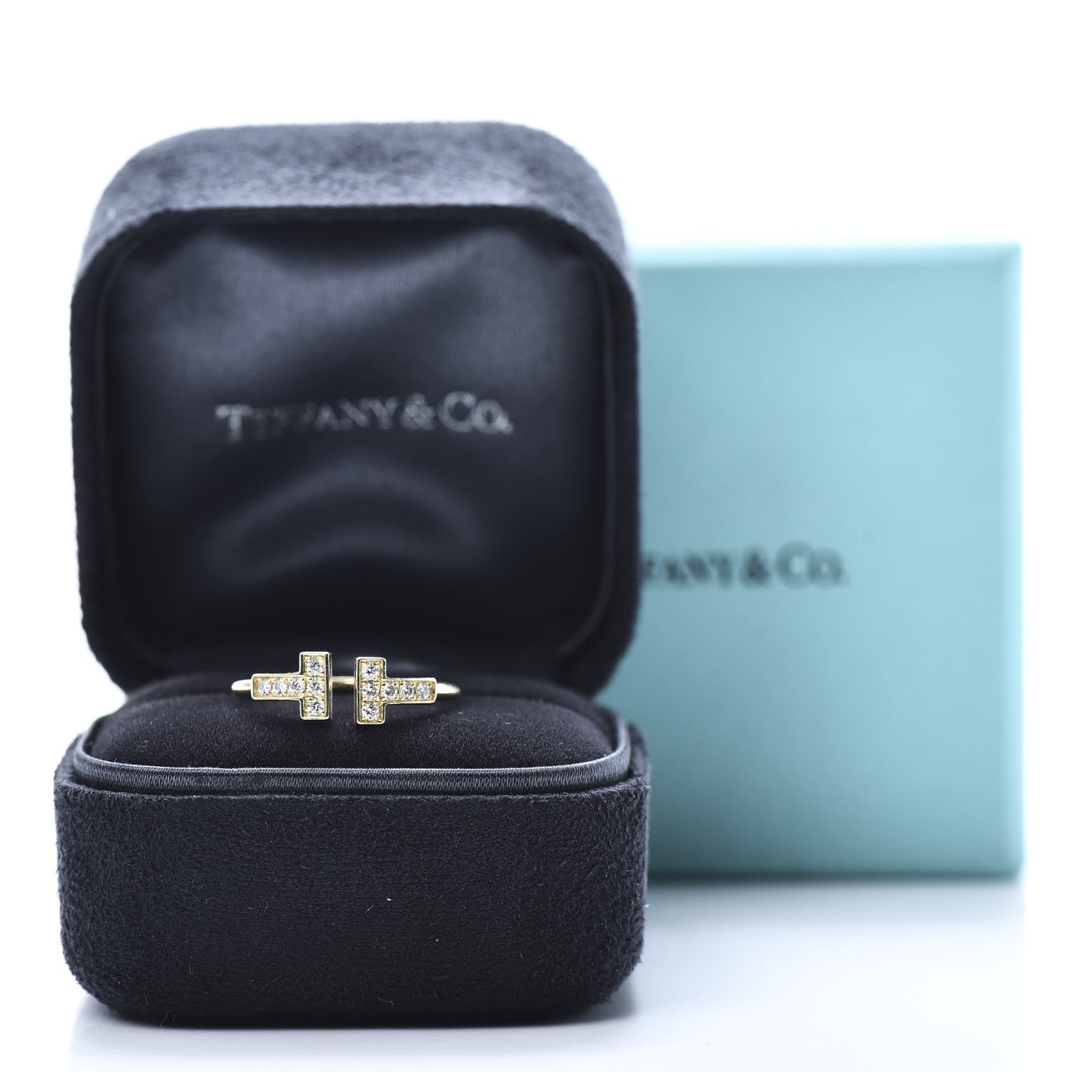 Tiffany 18K Yellow Gold Diamond T Wire Ring 50 5.5 6 of 6