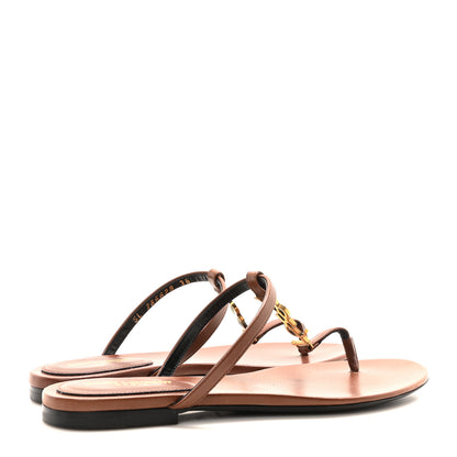 Saint Laurent Smooth Lambskin Cassandra Monogram Slides 36 Aesthetic Brown 5 of 8